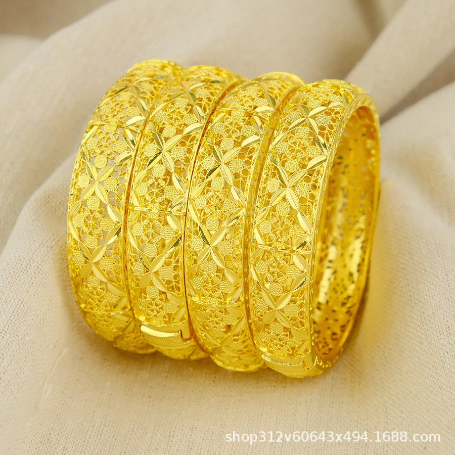 Middle eastern 24k gold plated women's bangle luxury jewelry gift designer indian bracelet african arabian wedding