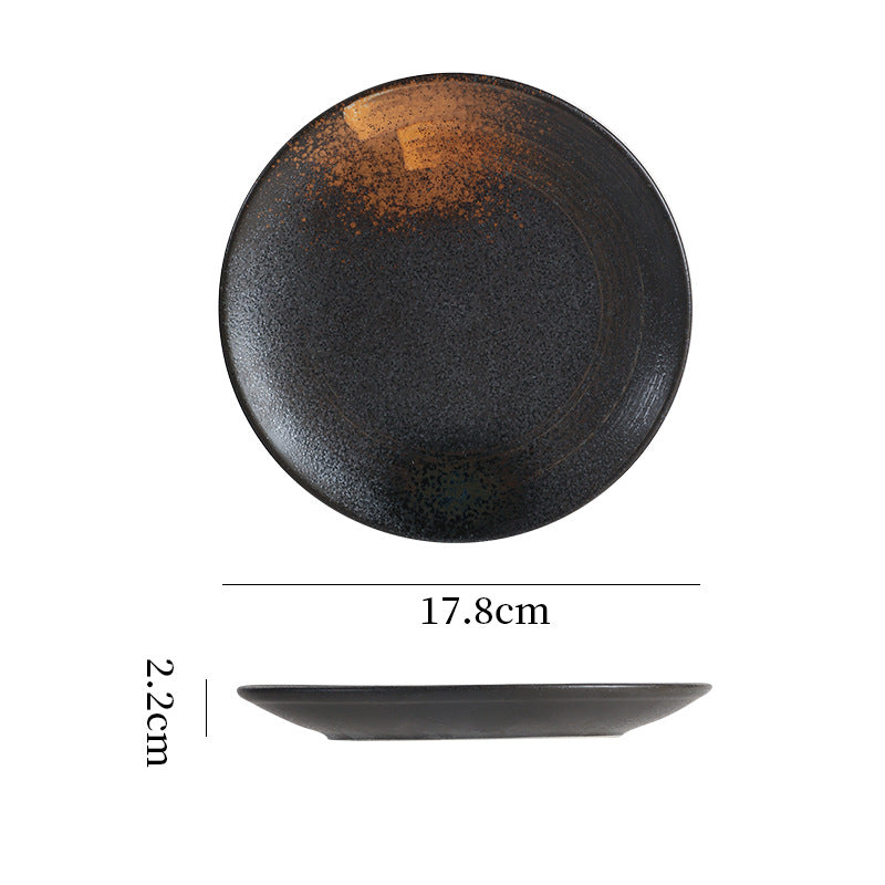 Japanese-style ceramic dinner plates - shallow plates, flat plates, western dinnerware, high-end hotel tableware, steak plates, retro & stylish serving dishes