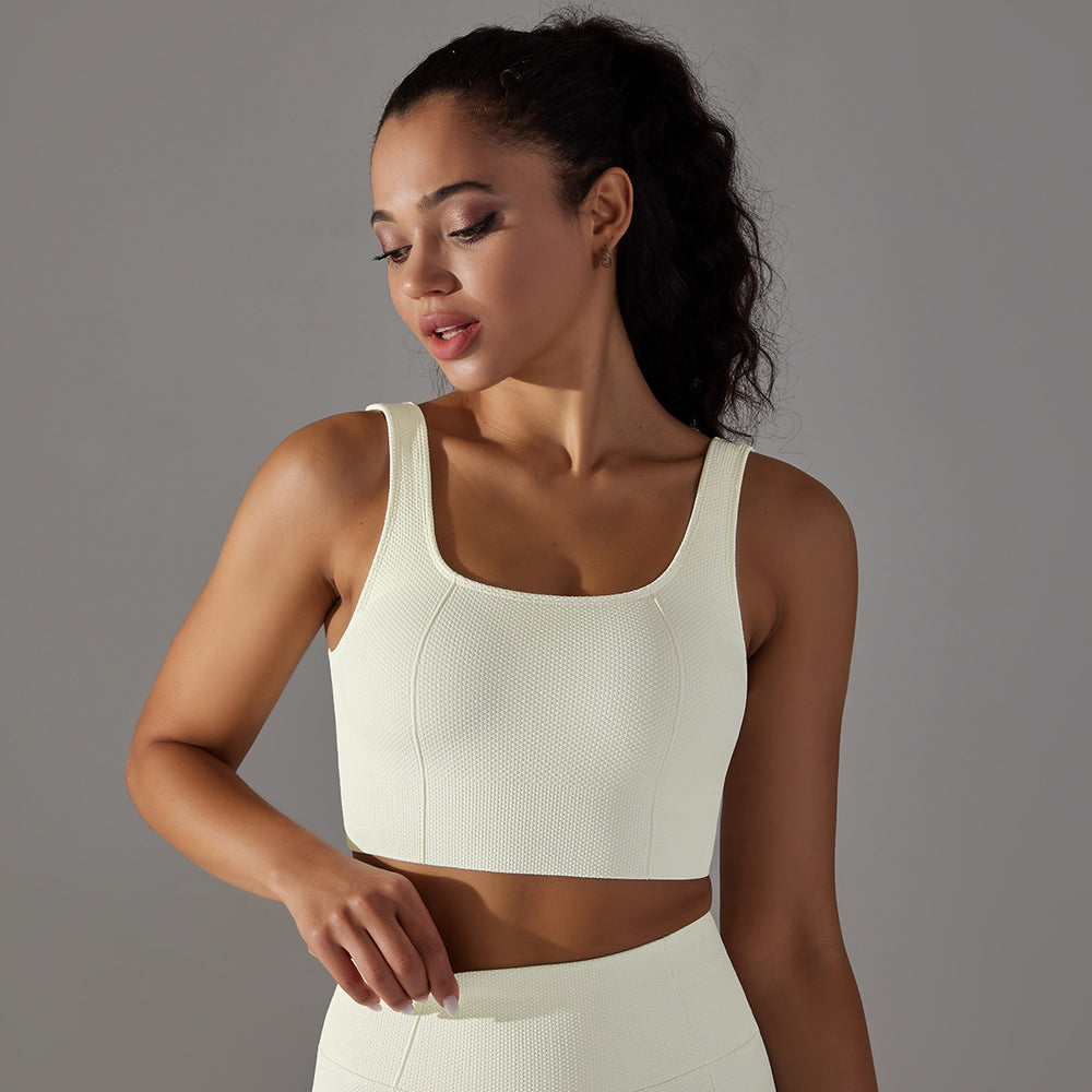New arrival cross-border fashion seamless knittingpure color dot suspender beautiful back bra sports running fitness wear vest for women