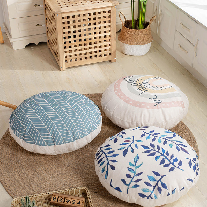 Japanese style hanging chair back cushion all-in-one thickened linen round lazy cushion bay window cushion floor tatami mat