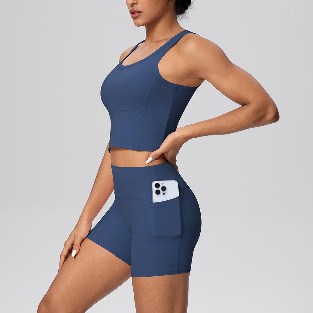 Cloud-feel quick-dry outdoor casual yoga set - high-waisted, butt-lifting, pocketed, sports bra and leggings two-piece running & fitness outfit