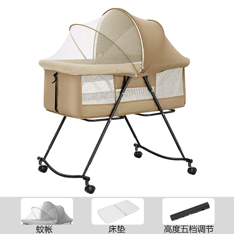 Foldable and portable bassinet crib - newborn bed, cradle, baby rocker, multi-functional splicing bed for big kids
