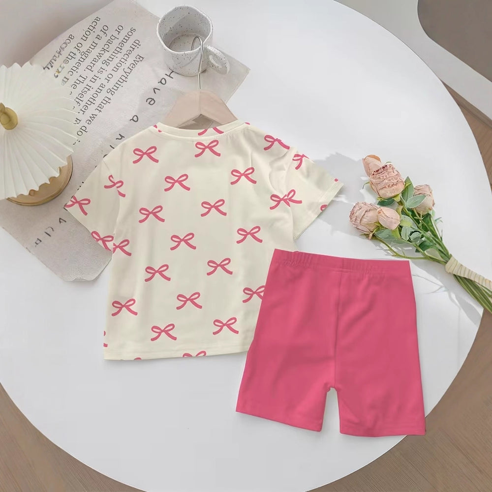wholesale girls' short-sleeve and shorts sets, fashionable spring, summer, and autumn outfits for girls