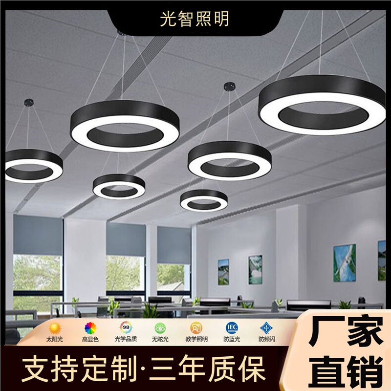 Round led pendant light - ideal for shopping malls, supermarkets, gyms, offices, and industrial spaces - hollow round design