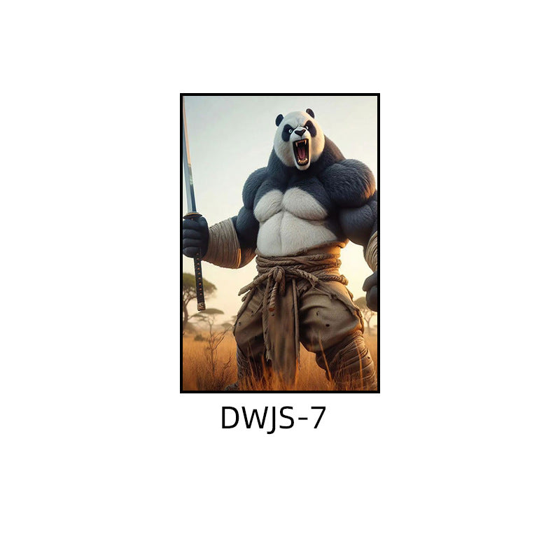 Gym decorative painting industrial style boxing hall hanging painting taekwondo martial arts hall fighting creative animal cartoon mural