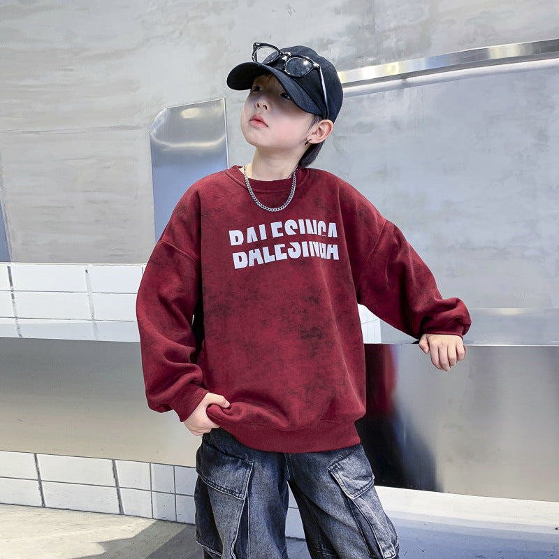 Boys' fall sweatshirt -  new collection - kids' autumn casual top - mid-to-large size - spring/autumn style - stylish boy's apparel