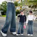Girls' jeans - spring/autumn collection  - new styles for mid-to-large children - autumn fashionable straight-leg wide-leg pants - kids' trousers