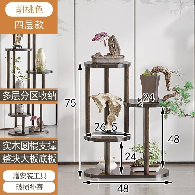 Bogu rack solid wood chinoiserie small duobao pavilion purple clay teapot tea set shelf flower pot plant rack display rack