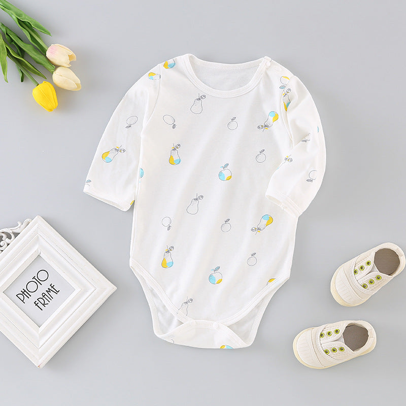 Baby long-sleeve romper: autumn triangle bodysuit, newborn unisex spring/autumn pure cotton crawling suit