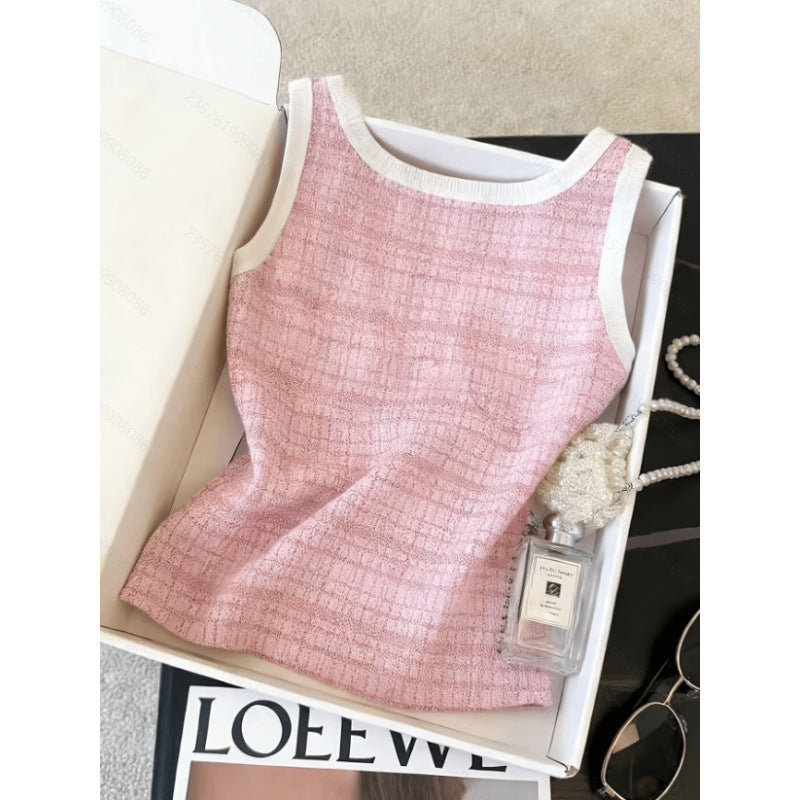 cross-border code  independent station 1688 eleganceknitting tweed style button decoration fashion vest