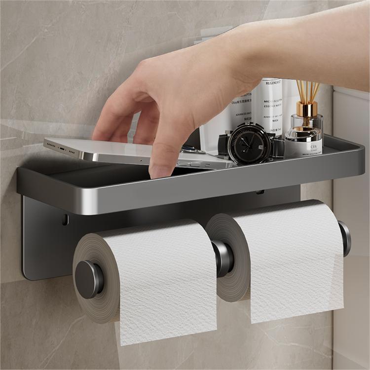Bathroom tissue box roll paper holder bathroom tissue paper storage rack punch-free toilet paper box wall-mounted tissue holder collection
