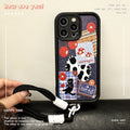 Gaozhu is suitable for apple 16promax cowboy cat splicing mobile phone case iphone11/15pro lanyard protective cover