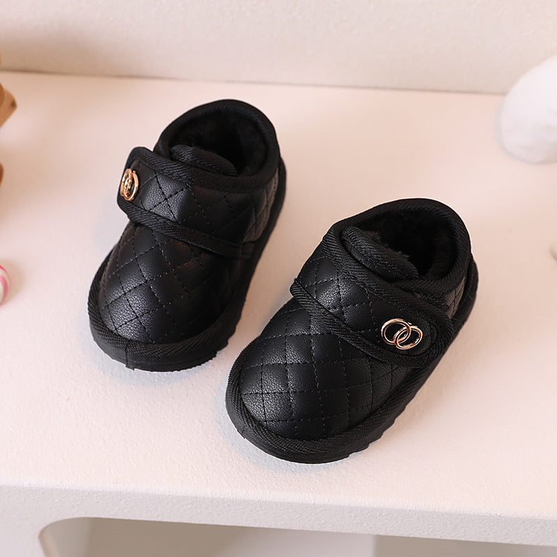 Xiaoxiangfeng baby snow boots winter thick velvet men's and women's kids cotton shoes infant kids toddler shoes kids k-style milk tea