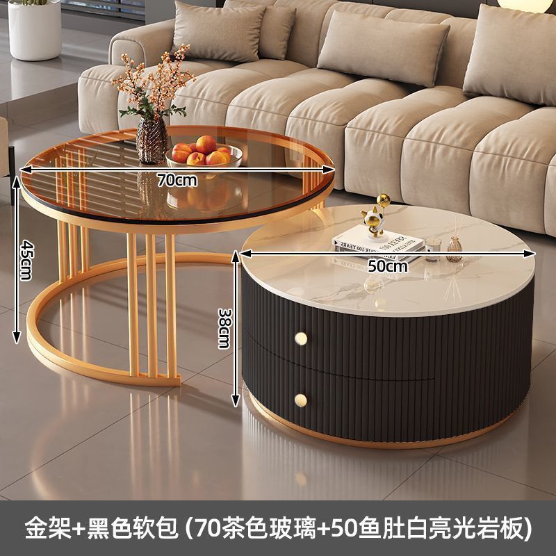 Rock slab coffee table modern casual solid wood round small apartment coffee table living room accessible luxuryfor home normcore folding marble