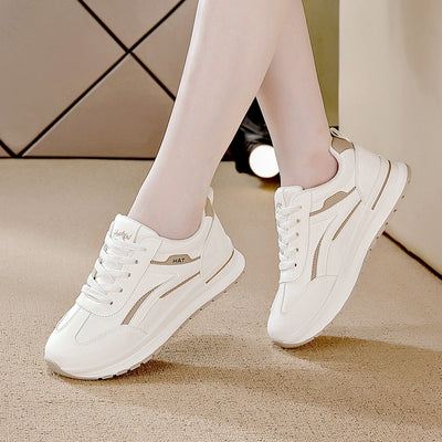 2025 new spring/autumn women's leather casual sneakers - breathable, soft sole, comfortable, non-slip, and wear-resistant