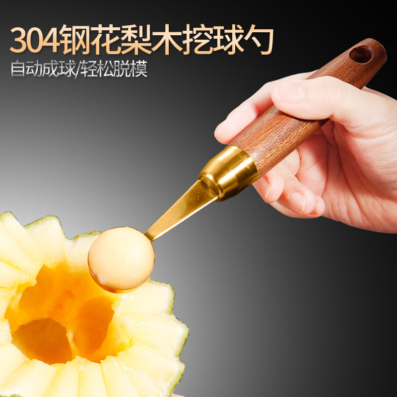 304 Stainless Steel Ball Digger Watermelon Spoon DIY Fruit Platter Round Spoon Carving Spoon Ball Digger Ice Cream Spoon