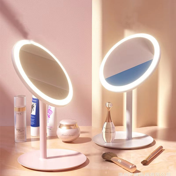 Portable three-color adjustable led lamp vanity mirror desktop beauty dormitory mirror wholesale vanity mirror with lamp