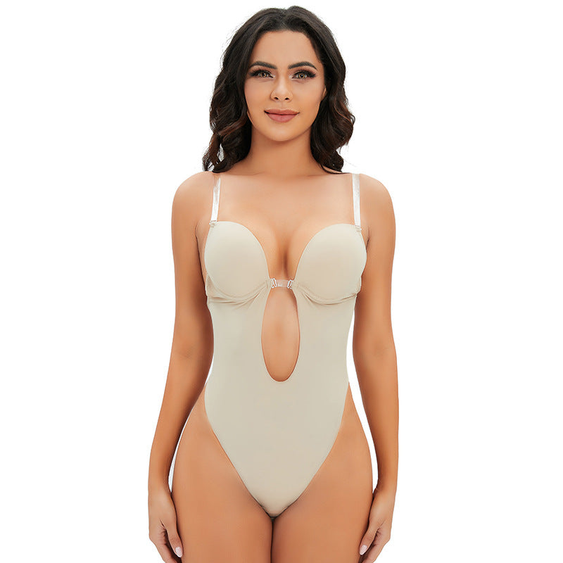Bodyshaper cross-border suspender bra pad jumpsuit body shaping tummy control backless body shaping garment ultra-thin