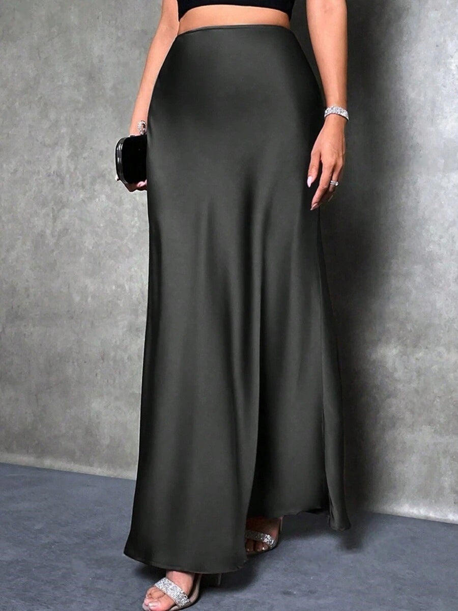 Export cross-border satin satin skirt spring and summer new arrivalfashion  casualartificial silk long skirt women's clothing