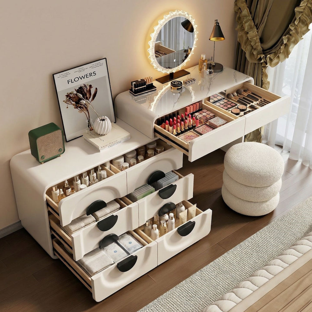 All solid wood new arrival rock slab dressing table bedroom dressing table chest bedside table all-in-one dressing table