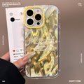 Small fresh flower round edge feather gauze mobile phone case suitable for apple 16promax creative iphone15 protective cover for women