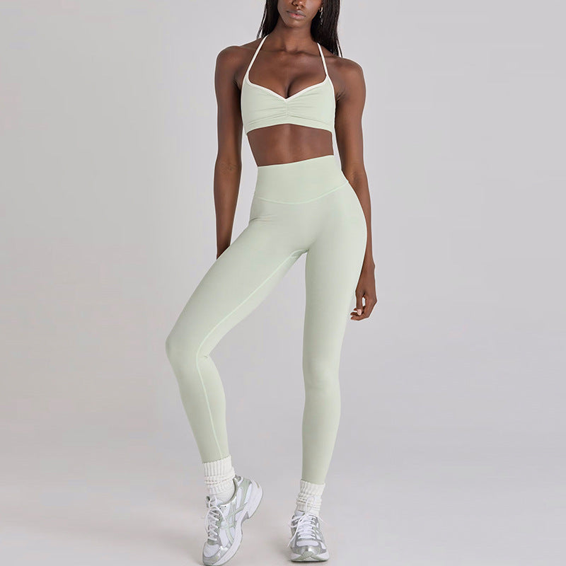New arrival yoga clothes high waist hip lifting and abdominal control shorts nine-point pants suspenders beautiful back running sports intimates bra suit