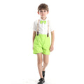 Korean style boys' summer outfit: stylish short-sleeve shirt and striped overalls set for boys