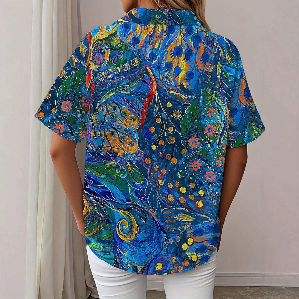 wholesale women's short-sleeved shirts, trendy shirt with hot-selling cross-border print designs, dropshipping available