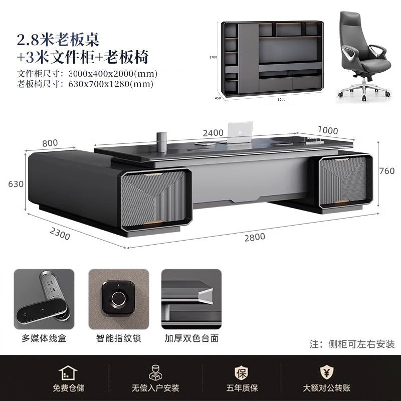 Chairperson Boss Table High-end President Italian Minimalist Large Desk Grey Leadership Paint General Manager Office Desk
