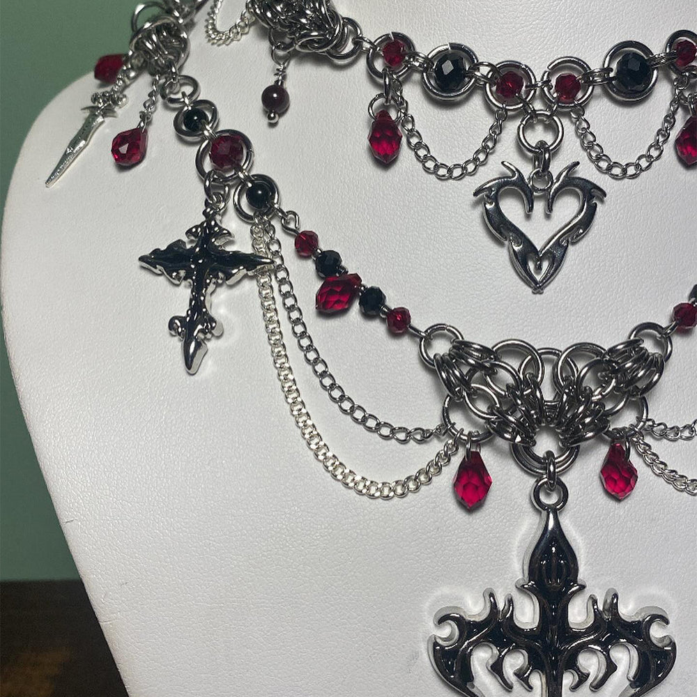 Halloween cross pendant wholesale - european & american cross-border necklace, light luxury, high-end, royal court style layering jewelry accessories for women