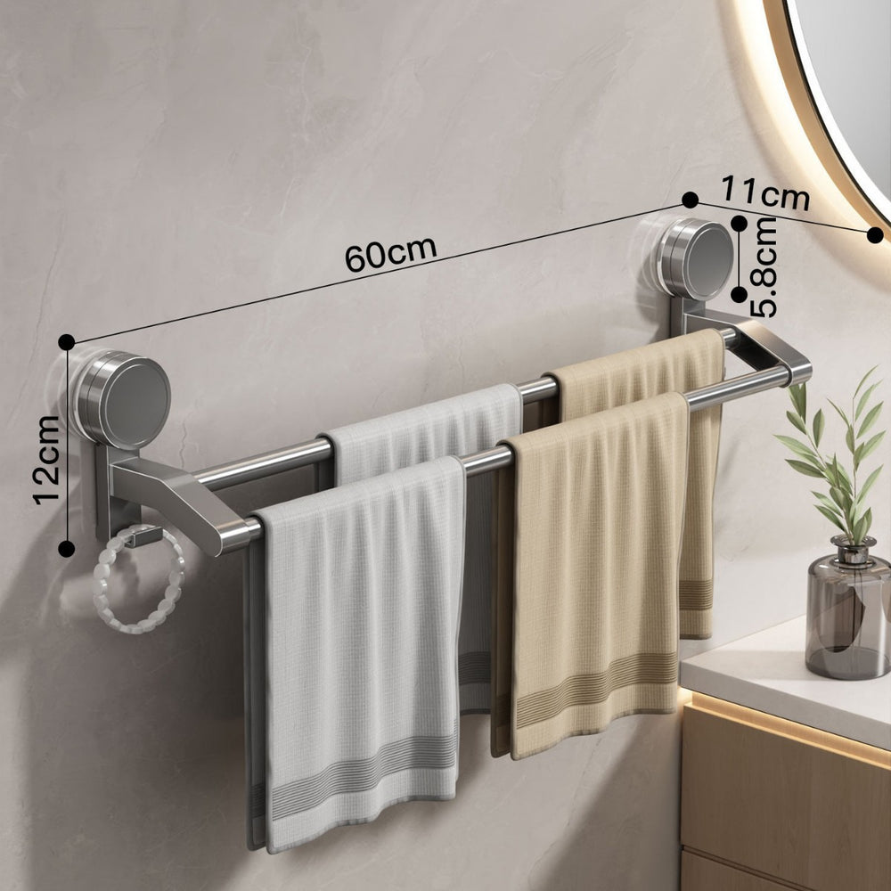 Suction cup towel rack bathroom punch-free wall-mounted storage rack bathroom towel single pole bathroom storage rack