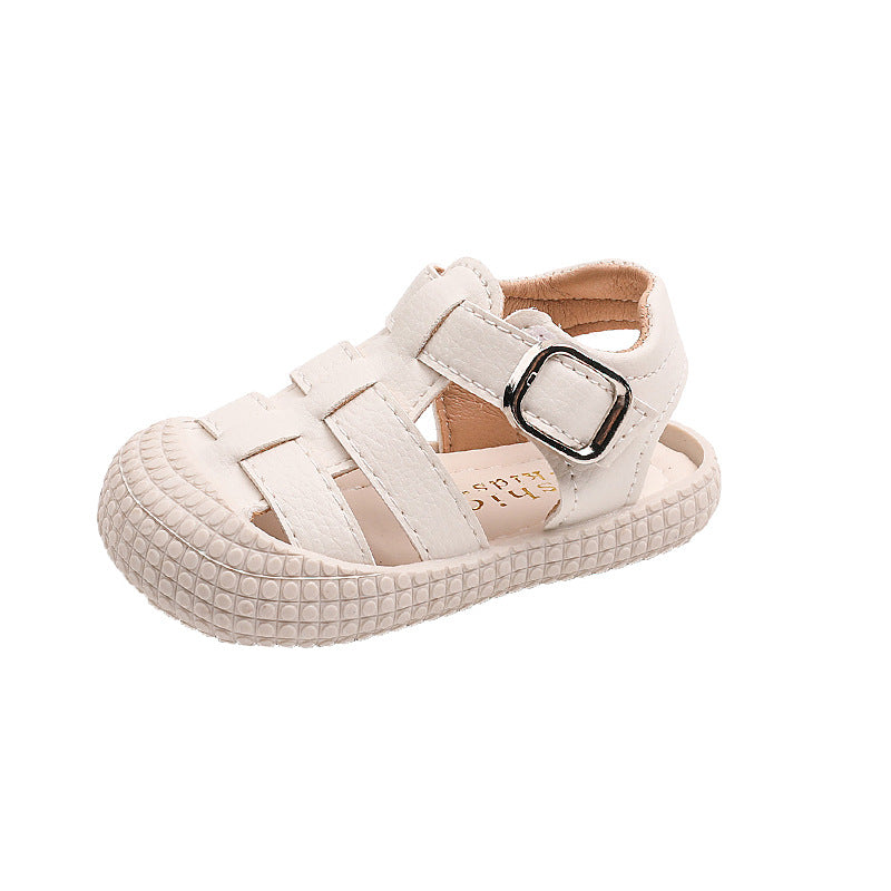 Korean style trendy summer new baby first walker shoes soft sole sandals simple breathable closed-toe sandals for boys and girls 1-3 years old