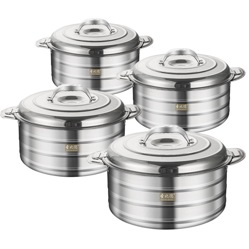 Cross-border African stainless steel fresh-keeping lunch box set, pot set,  10-piece pot set, double-layer foaming heat insulation pot