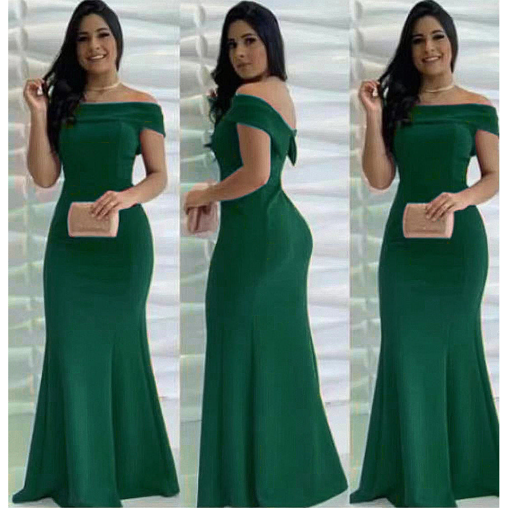 Evening dress  new sexy one-shoulder backless socialite prom mermaid long gown women's clothing african cross-border e-commerce
