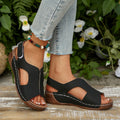 Plus size wedge sandals women's 2026 summer sandals cross-border export new thick-soled wedge peep-toe sandals