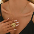 New arrivalfashion stainless steel hammer pattern spiral sun pendant necklace accessible luxury titanium steel clavicle chain high-end cross-border