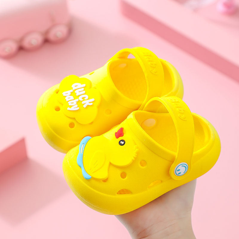 Kids slippers summer boys indoor non-slipfor home cartoon baby girl soft bottom toddler baotou sandals crocs shoes