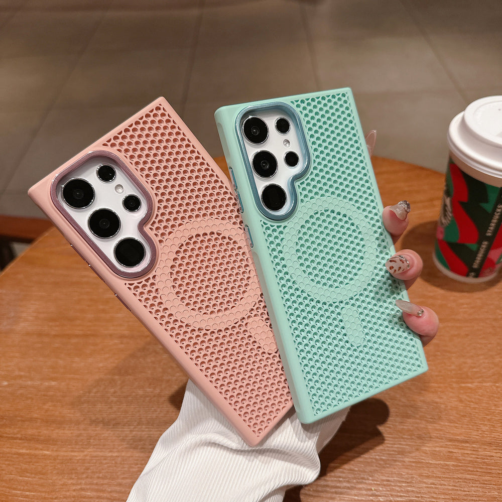 Premium mesh cooling magnetic case for samsung s26 ultra, honeycomb breathable mesh, skin-feel anti-drop for s24/s23