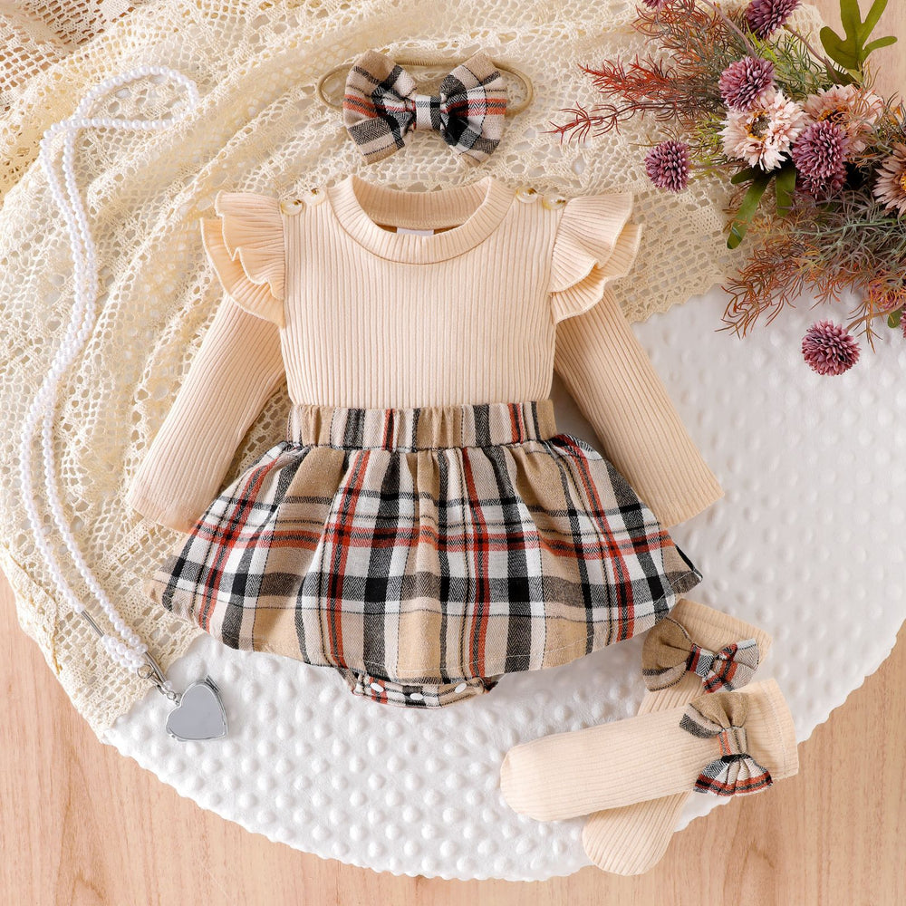 Children's clothingexportfashion cross-border children's clothinglong sleeves pit plaid dress