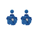 2026 spring/summer new collection: blue fabric flower earrings - french vintage, vacation-ready, statement-making, denim-inspired, and flattering