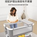 Aluminum alloy baby crib convertible to big bed, multifunctional portable folding children's bed, newborn baby bed with changing table