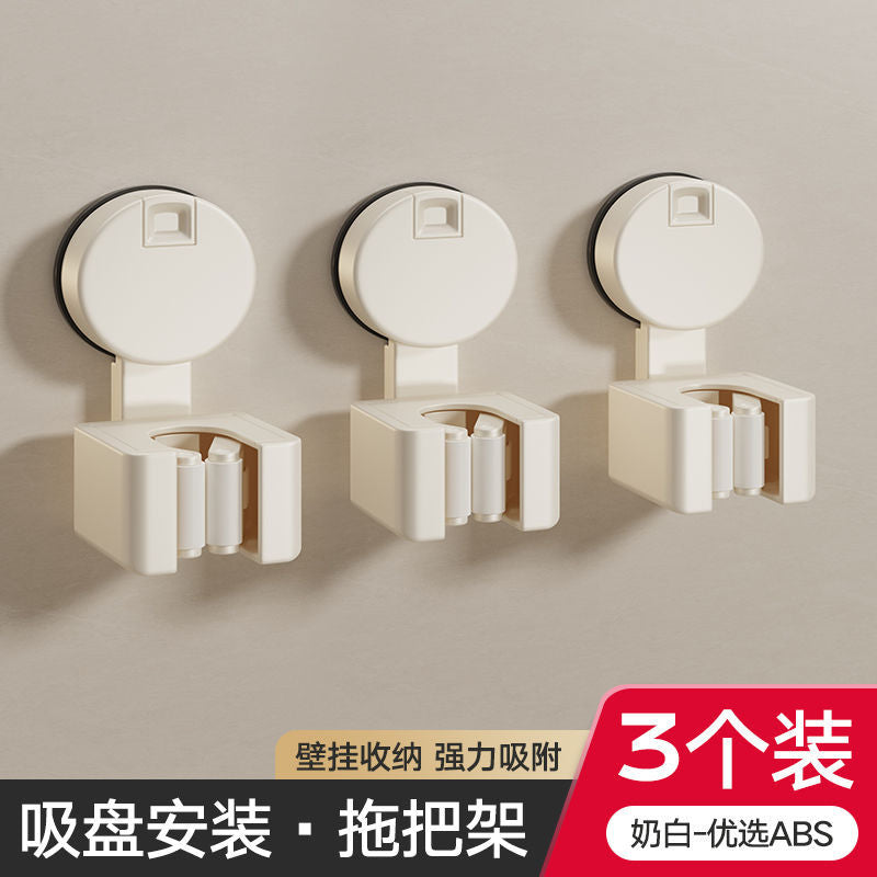 Powerful suction cup mop hook No punching suction cup mop clip Wall rack Bathroom mop storage rack Broom clip