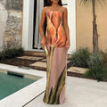 cross-border e-commerce women's fashion: european and american summer new arrivals - trendy off-the-shoulder bandeau sexy backless printed dress