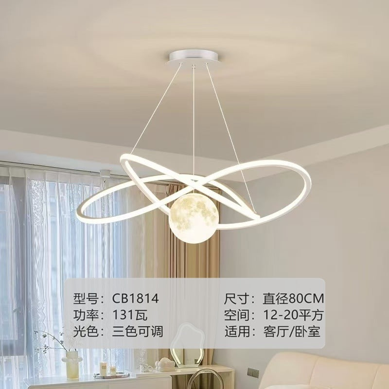 Bedroom chandelier simple creative geometric ring moon children's room light Nordic Internet celebrity intelligent restaurant bar lighting