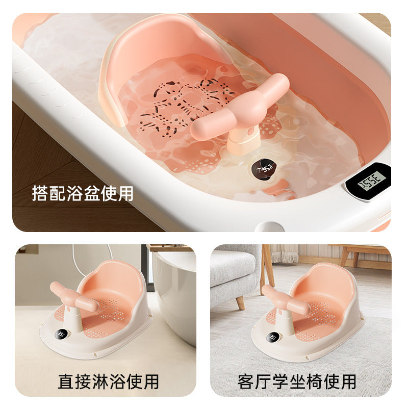 Kids bath stool baby bath handy gadget baby bath chair temperature sensing bath rack toddler can sit and lie down stool learning chair