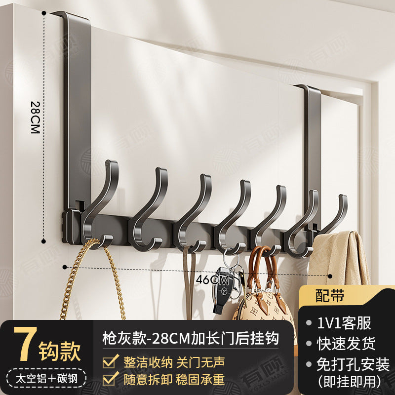 Over-the-door hook - no drilling required, universal for bedroom & bathroom, space aluminum, extra wide, heavy-duty, rustproof, multi-purpose storage
