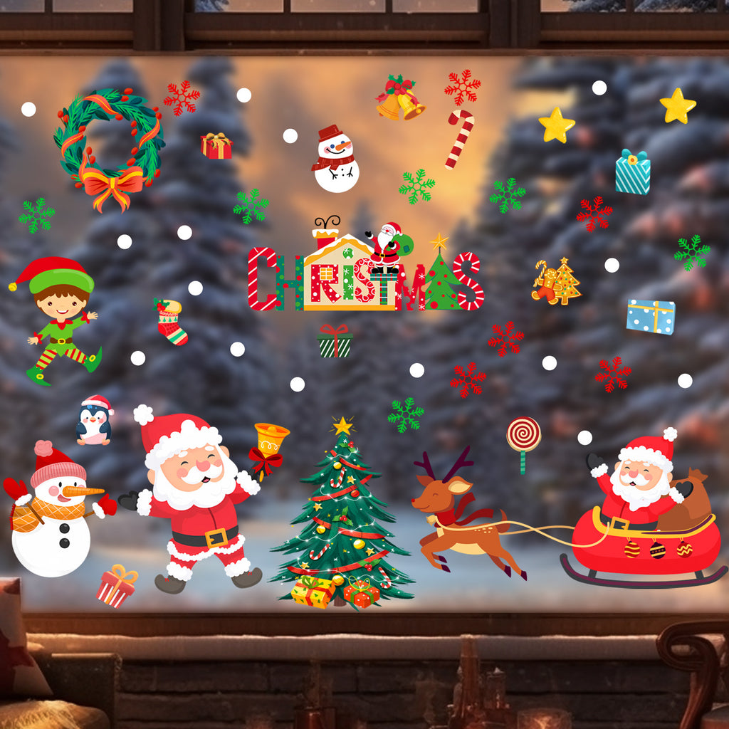 Cross-border Christmas sticker wall sticker Santa Claus snowman elk glass window decoration sticker glue-free static sticker