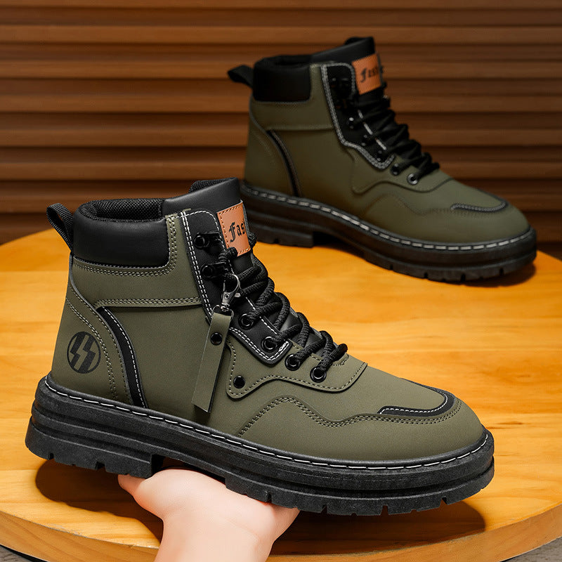 Boots men's spring 2025new arrivalabrasion resistant men's shoes workwear boots men's british style casual shoes rhubarb boots trendy shoes