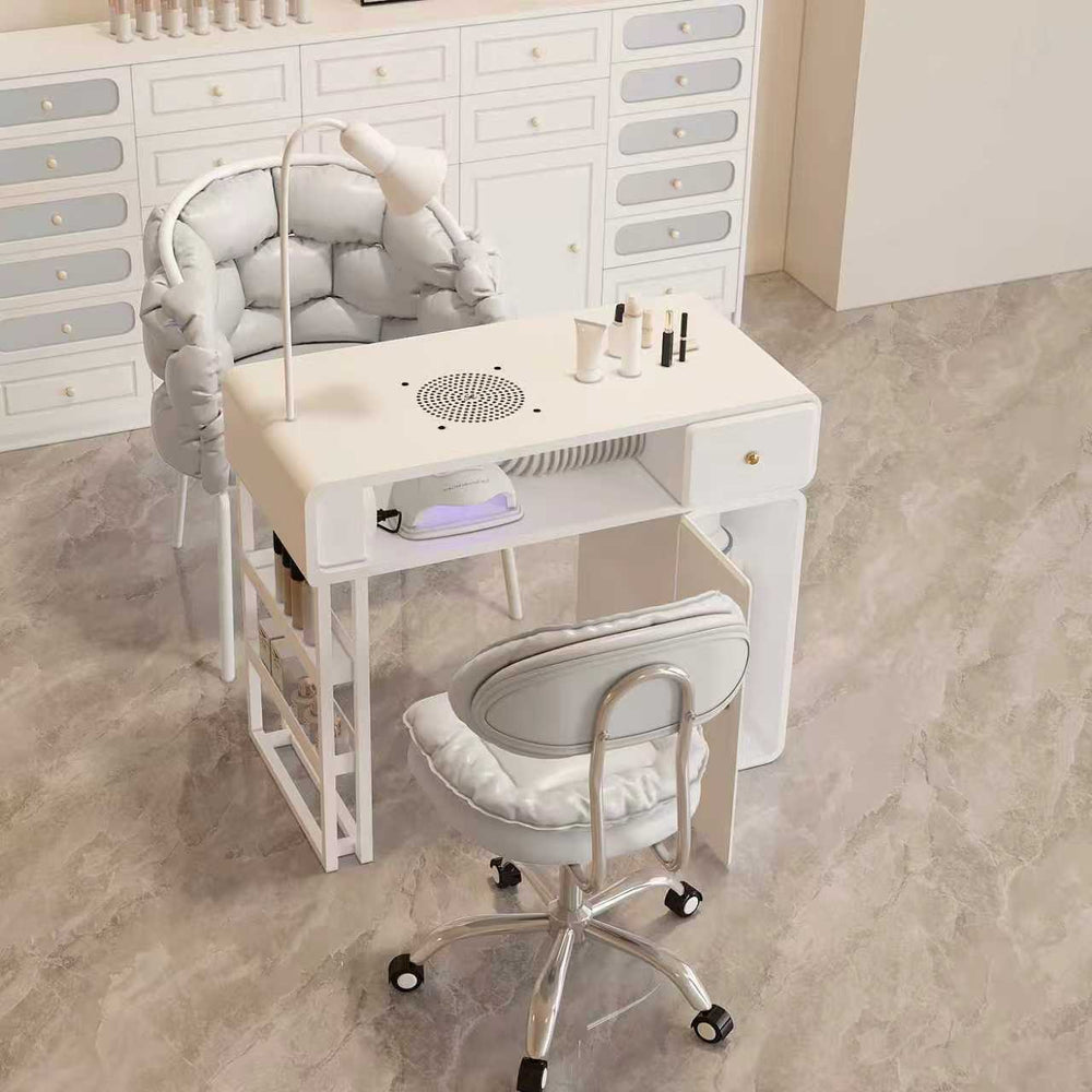New arrival: extra-wide 45 turbine engraved grade vacuum marble & porcelain surface multifunctional minimalist nail table and chair set