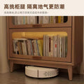 Solid wood bookcase dustproof with glass door bookshelf storage rack floor-standing for home storage cabinet living room bookcase medieval style